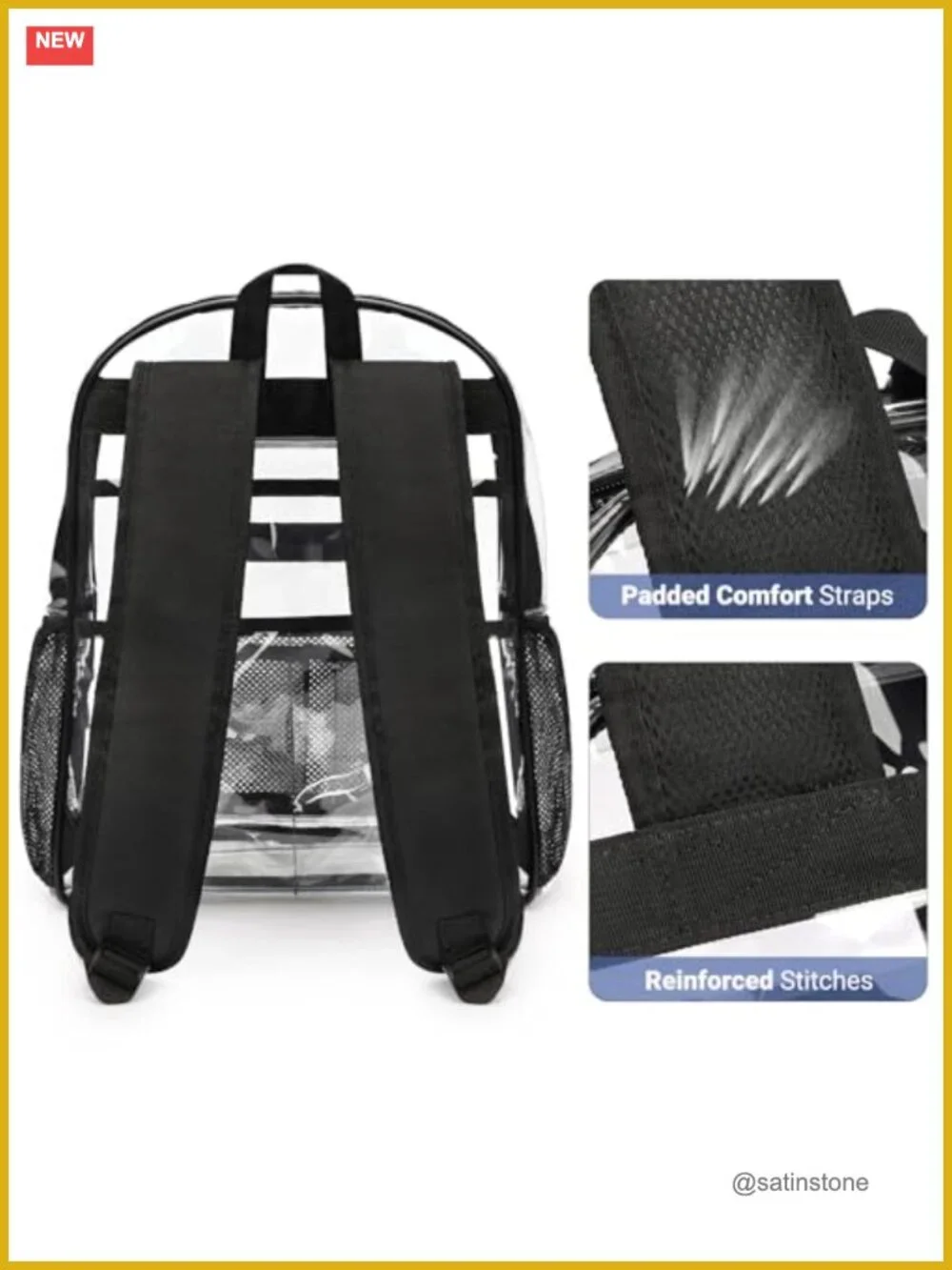 Clear Backpack Heavy Duty PVC 17in See Through Bookbag College
